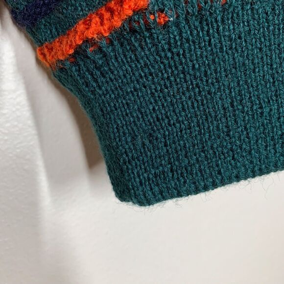 Coogi Australia 3D Knit Sweater Men's M Mock High Neck Green Orange Red Brown - Picture 4 of 8